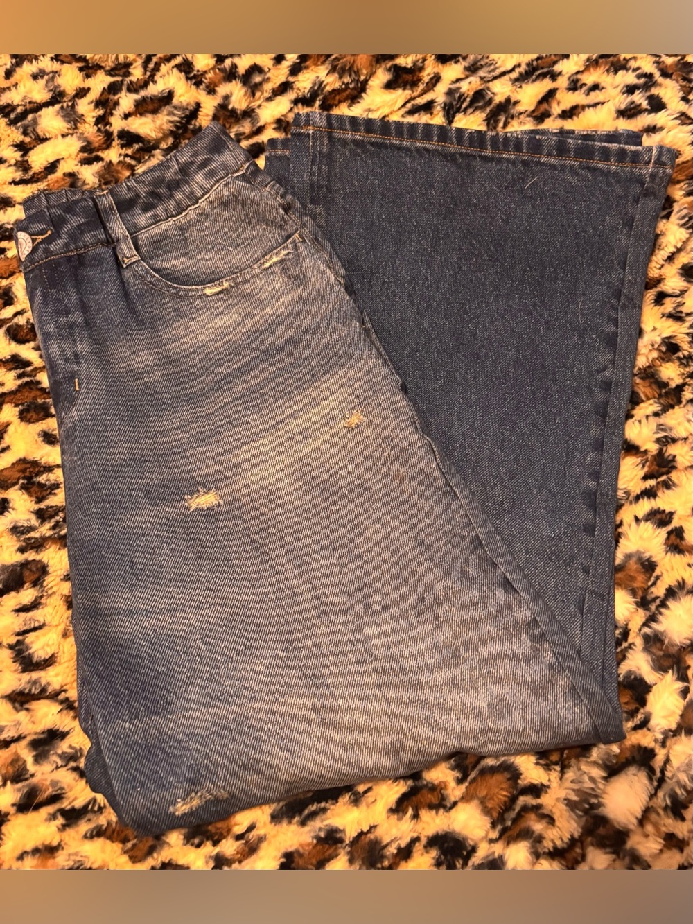 HALARA Women's Wide-Leg Blue Jeans look sweatpants Sz L petite